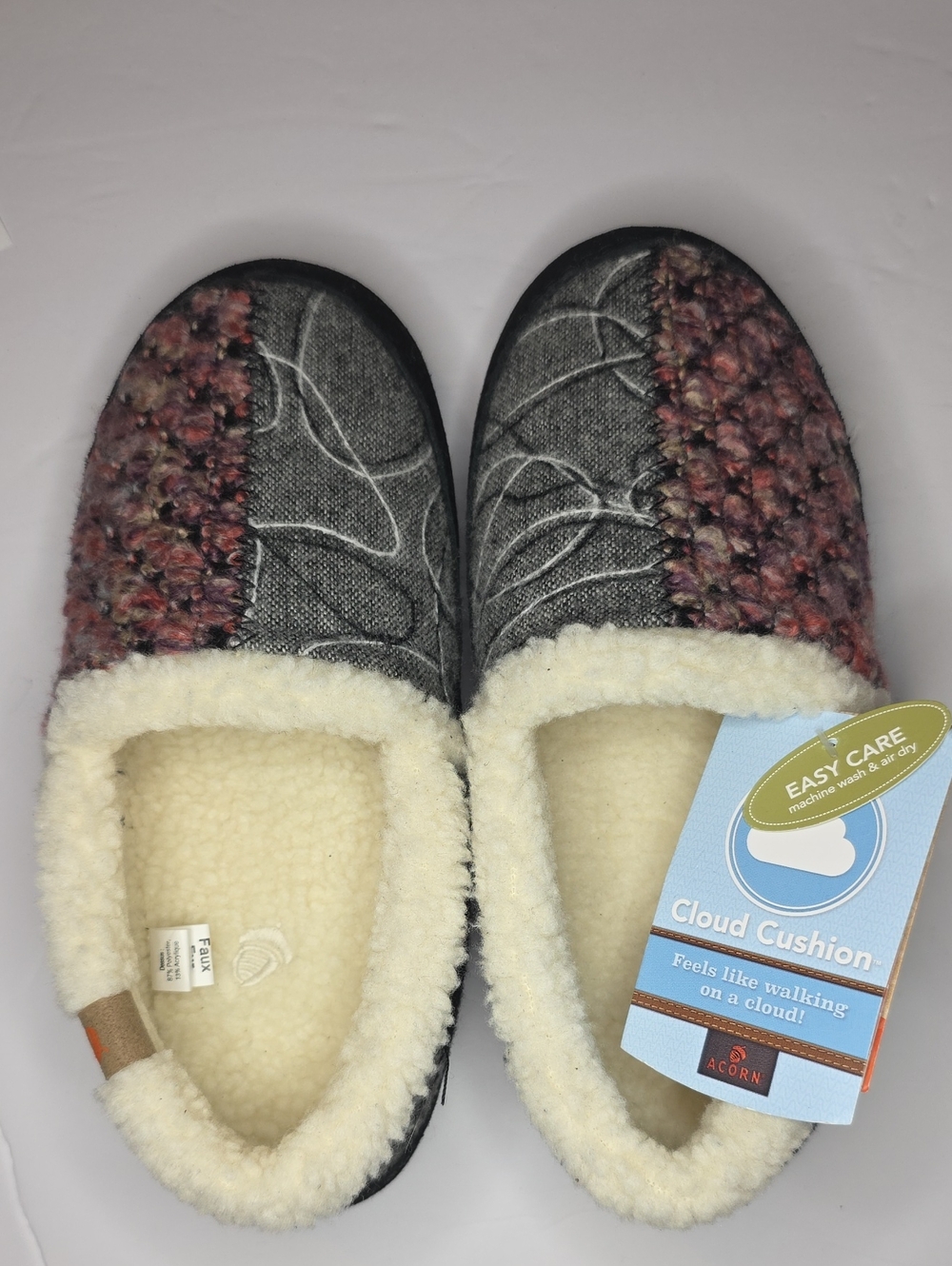 Acorn Women's Gray & Pink Cloud-Cushion Slip-Ons